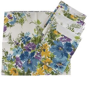 Lot of 6 Waverly Summer Garden Napkins Floral  Cloth 15" x 14" Dining Luncheon